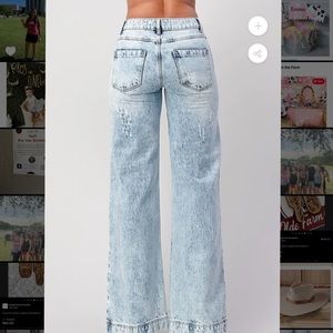 Acid Washed Straight Leg Ripped Trouser Jeans